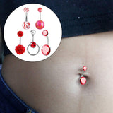 5x Belly Button Rings for Women 1.6mm Stainless Steel Belly Piercing Jewelry Red