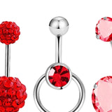 5x Belly Button Rings for Women 1.6mm Stainless Steel Belly Piercing Jewelry Red