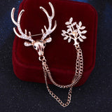 Maxbell 5xChristmas Reindeer Brooch Pin Anniversary Holiday Brooch Rhinestone Deer Pin gold