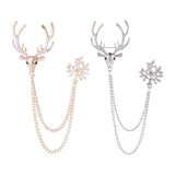 Maxbell 2xChristmas Reindeer Brooch Pin Anniversary Holiday Brooch Rhinestone Deer Pin gold