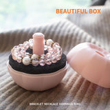 Maxbell Portable Jewelry Storage Box Jewelry Organizer for Trinket Necklace Bracelet Pink