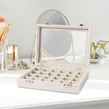 Velvet Jewelry Box Jewelry Storage Box Elegant Rings Earrings Organizer Tray 24grids