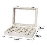 Velvet Jewelry Box Jewelry Storage Box Elegant Rings Earrings Organizer Tray 24grids