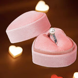 Maxbell Heart Shape Ring Bearer Box Gift Box Jewelry Storage Box Durable Ring Holder Pink