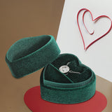 Maxbell Heart Shape Ring Bearer Box Gift Box Jewelry Storage Box Durable Ring Holder Green