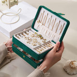 Maxbell Jewelry Storage Box Chic Jewelry Organizer Display for Pendant Earrings Stud Green