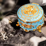Maxbell Small Jewelry Box Portable Tabletop Jewelry Case for Earrings Rings Pendants Blue