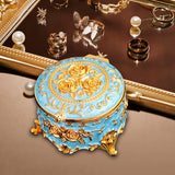 Maxbell Small Jewelry Box Portable Tabletop Jewelry Case for Earrings Rings Pendants Blue