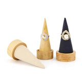 Cone Shaped Rings Holder Jewelry Holder for Retail Stores Countertop Selling wood color