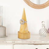 Cone Shaped Rings Holder Jewelry Holder for Retail Stores Countertop Selling wood color