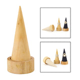 Cone Shaped Rings Holder Jewelry Holder for Retail Stores Countertop Selling wood color