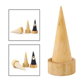 Cone Shaped Rings Holder Jewelry Holder for Retail Stores Countertop Selling wood color