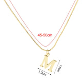 Alphabet Necklace Letter Pendant Necklace Personalized Charm Letter Necklace M and 5pcs Bracelets Gold