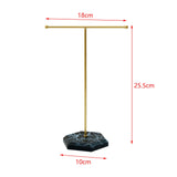 Maxbell T Bar Jewelry Stand Display Jewelry Organizer Holder for Shopping Mall Props Gold Black Base