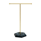 Maxbell T Bar Jewelry Stand Display Jewelry Organizer Holder for Shopping Mall Props Gold Black Base