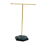 Maxbell T Bar Jewelry Stand Display Jewelry Organizer Holder for Shopping Mall Props Gold Black Base