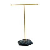 Maxbell T Bar Jewelry Stand Display Jewelry Organizer Holder for Shopping Mall Props Gold Black Base