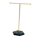 Maxbell T Bar Jewelry Stand Display Jewelry Organizer Holder for Shopping Mall Props Gold Black Base