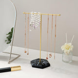 Maxbell T Bar Jewelry Stand Display Jewelry Organizer Holder for Shopping Mall Props Gold Black Base