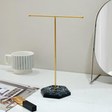 Maxbell T Bar Jewelry Stand Display Jewelry Organizer Holder for Shopping Mall Props Gold Black Base