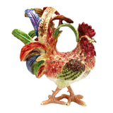 Maxbell Enameled Jewelry Box Ornate Enamel Rooster Trinket Box for Earrings Necklace Blue Red Tail