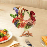 Maxbell Enameled Jewelry Box Ornate Enamel Rooster Trinket Box for Earrings Necklace Blue Red Tail