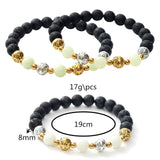 Luminous Bracelet Ball Beads Bracelet Women Couples Stylish Elastic Bracelet Yellow and Green