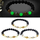 Luminous Bracelet Ball Beads Bracelet Women Couples Stylish Elastic Bracelet Yellow and Green