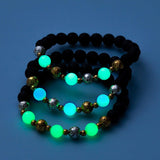 Luminous Bracelet Ball Beads Bracelet Women Couples Stylish Elastic Bracelet Yellow and Green