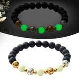 Luminous Bracelet Ball Beads Bracelet Women Couples Stylish Elastic Bracelet Yellow and Green