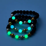 Luminous Bracelet Ball Beads Bracelet Women Couples Stylish Elastic Bracelet Blue