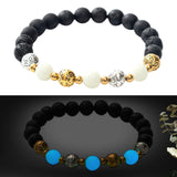 Luminous Bracelet Ball Beads Bracelet Women Couples Stylish Elastic Bracelet Blue