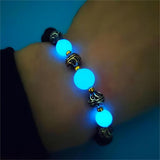 Luminous Bracelet Ball Beads Bracelet Women Couples Stylish Elastic Bracelet Blue