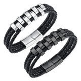 Braided Bracelet Gift Punk Rock Tribal Cuff Bracelet for Men Women Boyfriend Steel color