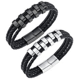 Braided Bracelet Gift Punk Rock Tribal Cuff Bracelet for Men Women Boyfriend Steel color