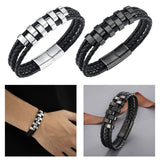 Braided Bracelet Gift Punk Rock Tribal Cuff Bracelet for Men Women Boyfriend Steel color