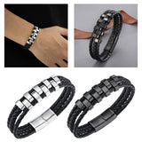 Braided Bracelet Gift Punk Rock Tribal Cuff Bracelet for Men Women Boyfriend Steel color