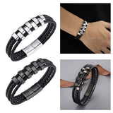 Braided Bracelet Gift Punk Rock Tribal Cuff Bracelet for Men Women Boyfriend Steel color