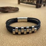 Braided Bracelet Gift Punk Rock Tribal Cuff Bracelet for Men Women Boyfriend Steel color