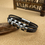 Braided Bracelet Gift Punk Rock Tribal Cuff Bracelet for Men Women Boyfriend Steel color