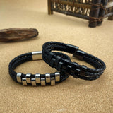 Braided Bracelet Gift Punk Rock Tribal Cuff Bracelet for Men Women Boyfriend Steel color