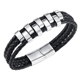 Braided Bracelet Gift Punk Rock Tribal Cuff Bracelet for Men Women Boyfriend Steel color