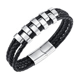 Braided Bracelet Gift Punk Rock Tribal Cuff Bracelet for Men Women Boyfriend Steel color