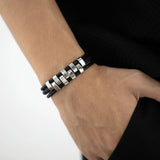 Braided Bracelet Gift Punk Rock Tribal Cuff Bracelet for Men Women Boyfriend Steel color