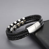 Braided Bracelet Gift Punk Rock Tribal Cuff Bracelet for Men Women Boyfriend Steel color