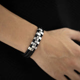 Braided Bracelet Gift Punk Rock Tribal Cuff Bracelet for Men Women Boyfriend Steel color