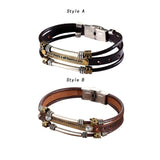 Maxbell Leather Bracelet Wristband Fathers Day Mens Leather Bracelet Son Style A
