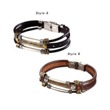 Maxbell Leather Bracelet Wristband Fathers Day Mens Leather Bracelet Son Style A