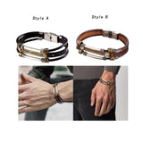 Maxbell Leather Bracelet Wristband Fathers Day Mens Leather Bracelet Son Style A