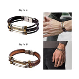 Maxbell Leather Bracelet Wristband Fathers Day Mens Leather Bracelet Son Style A